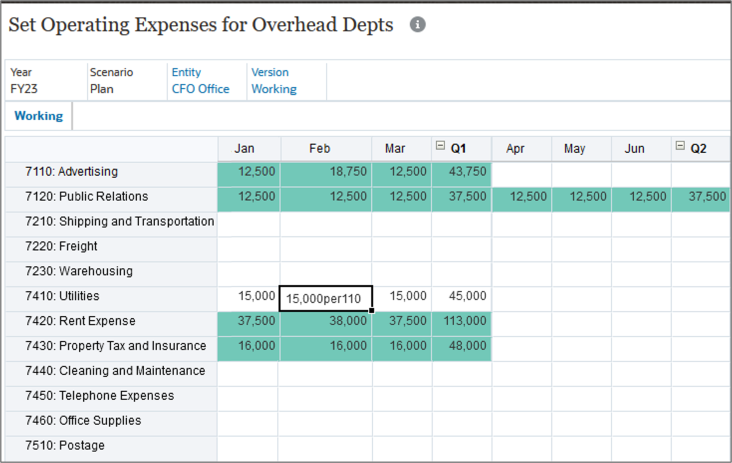 Expense form before typing quick command Per